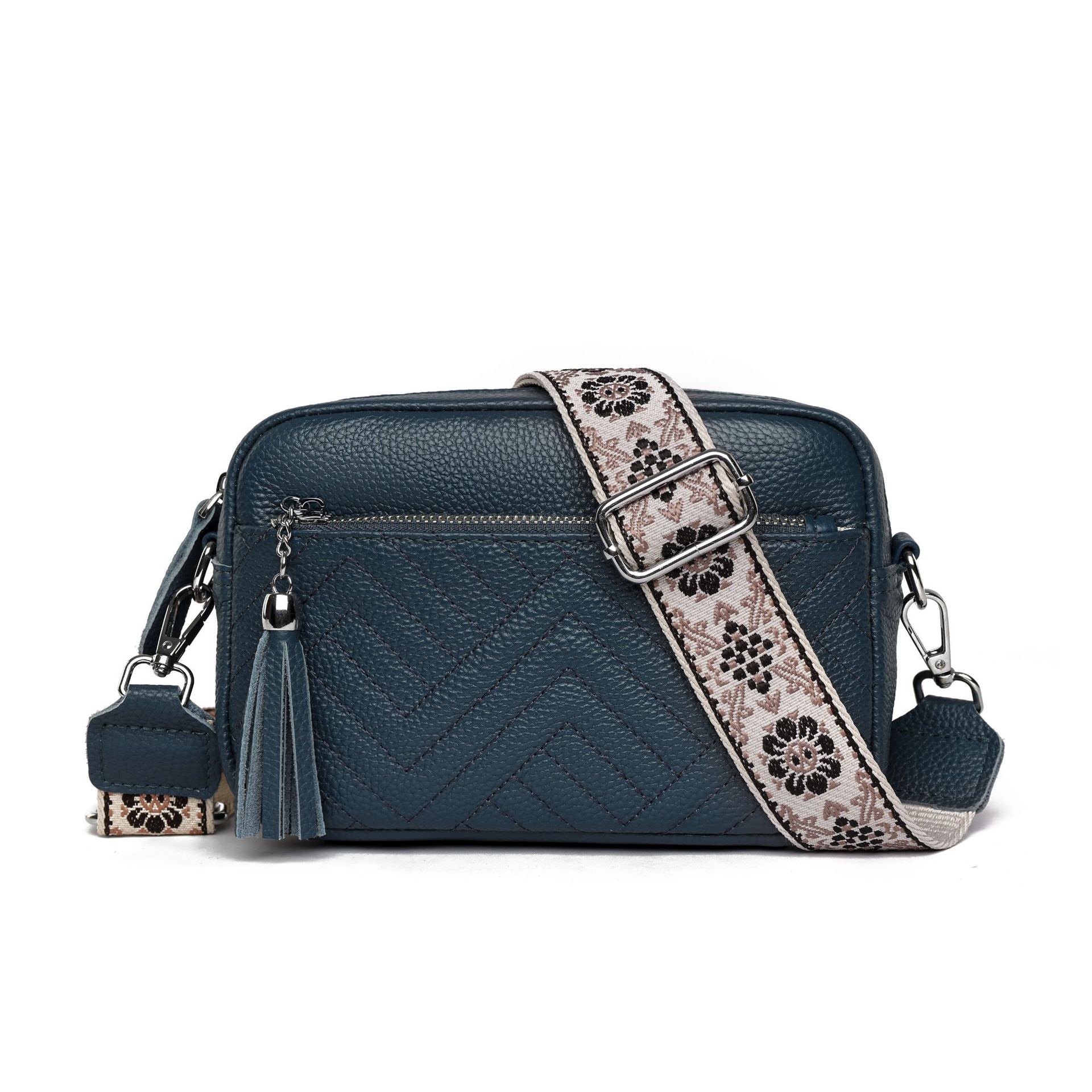 

Вышивка первый слой коровьей кожи ретро сумка для камеры универсальная вышивальная нить v сетка одно плечо косая сумка кожаная сумка с бахромой женская синий