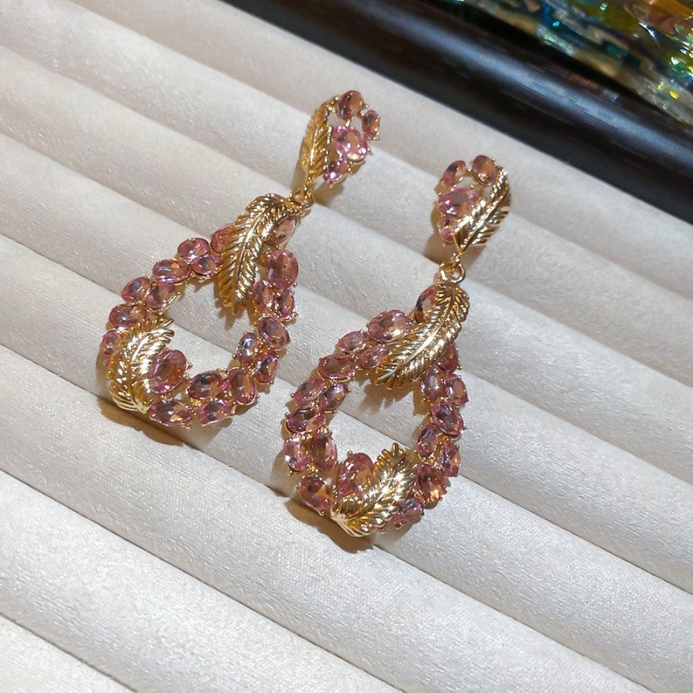 Gold Tone Rhinestones Earrings Teardrop Shape Teardrop Earrings Gold Tone Earrings Vacation Wear