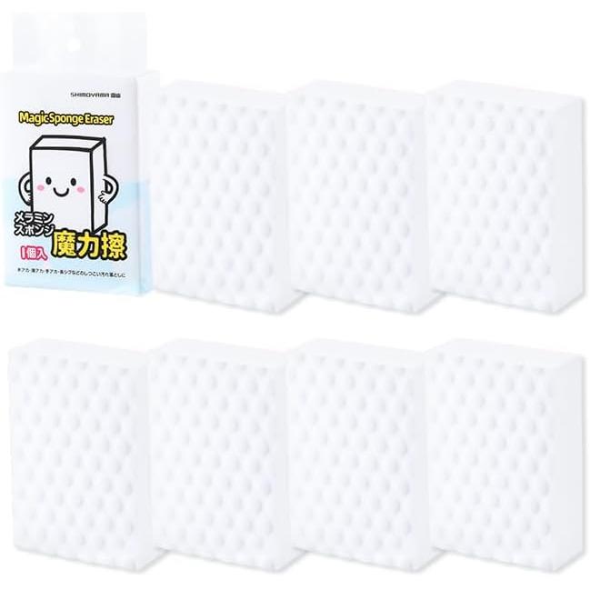 Cleaner Melamine Sponge, 8 pieces, No detergent required, Water only, 10 x 7cm, Removes dirt, Cleaning sponge, Easy, Convenient, Cut, Clean, Scrape,