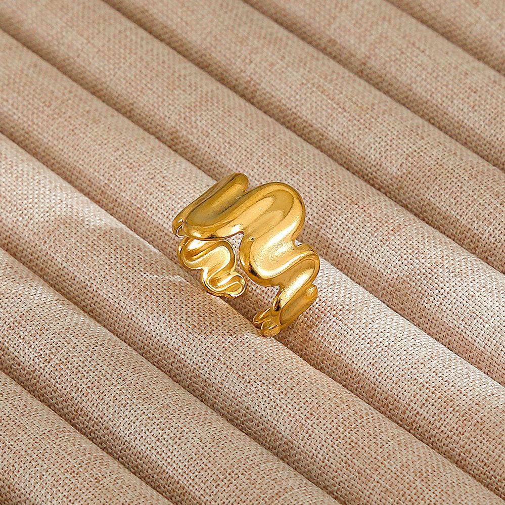 1Pcs Stainless Steel Ring Set with Zirconia, Metal Style Finger Ring, Index Finger Ring