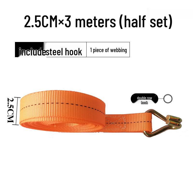 Double Hook Polyester Cargo Tie-Down Strap with Ratchet Tensioner