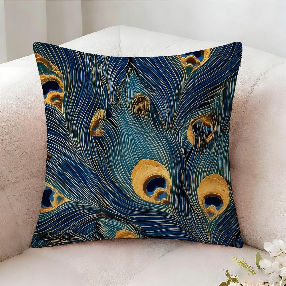 Peacock Texture Pillow Case Pillowcase Doublesided Printed Sofa Cushion Bedroom Headboard Pillow