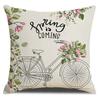 Seasons Throw Pillow Cover Spring Linen Flowers Truck Cushion Office Throw Pillow Cushion Throw Pillow Cushion