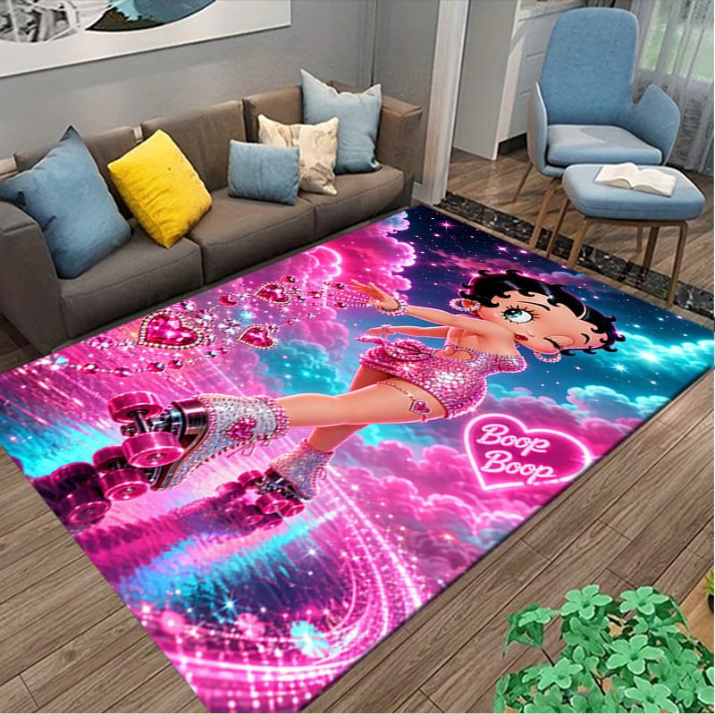 1pc Betty Boop Rug, Digital Printed Home Chair Sofa Mat, Durable Office Area Carpet, Beautiful Festival Decorations