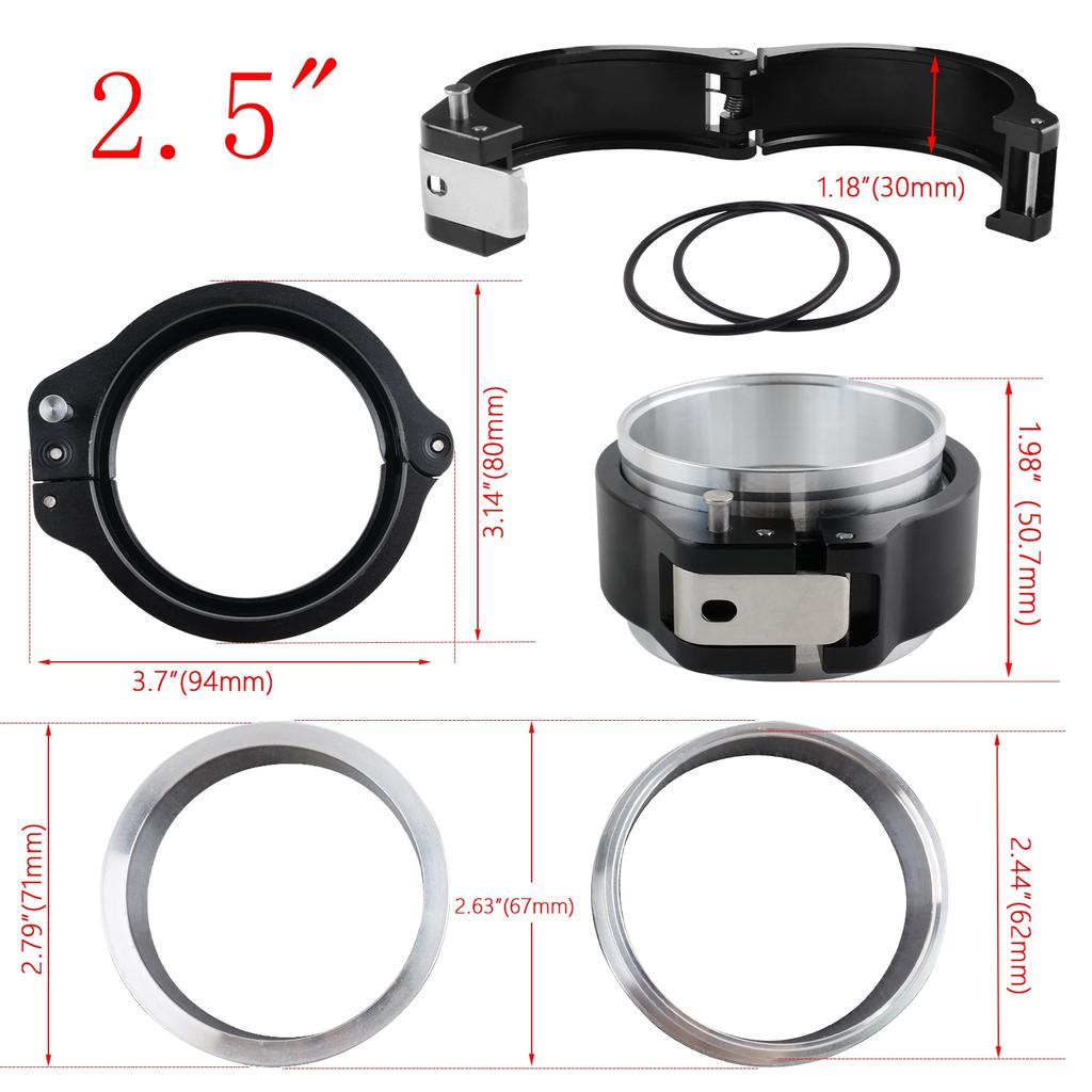 High Quality New Design Black 2/2.5/3.0/3.5/4 Inch O.D. Tubing HD Pinless Clamp Assembly 32516 Aluminum