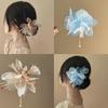 Korean Antique Chiffon Flower Pearl Tassel Hair Stick U-Shaped Hair Clip Temperament Chinese Style Hairpin For Women Headwear