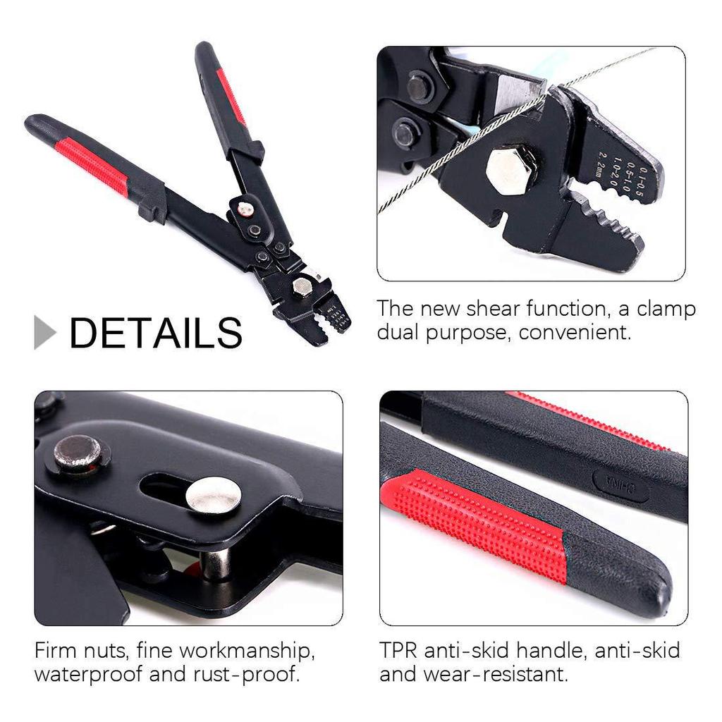 255 Stainless Steel Wire Rope & 8-Shaped Aluminum Sleeve Crimping Pliers - American-Style Portable Outdoor Fishing Tool