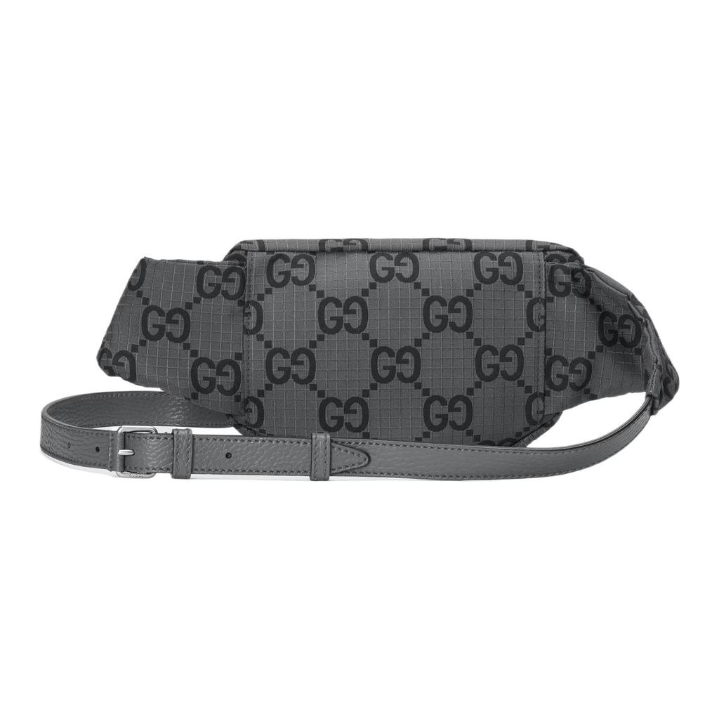 Gucci Allover Logo Zip Closure Waist Bag Large Men Waist Bag Gray Black 767934-FACPM-1246