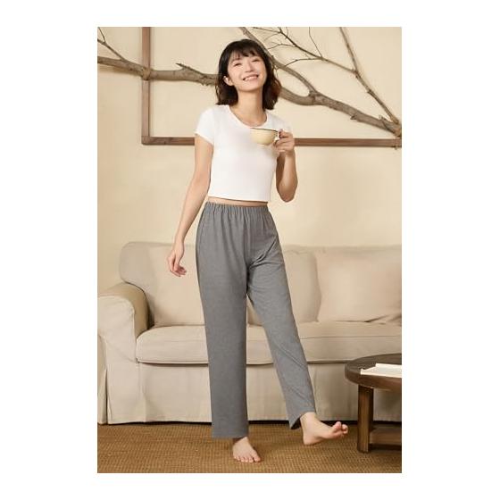 [Vulcanodon] Room Pants, Women's Pajama Pants, with Pockets, Comfortable, Spring, Autumn, Winter, Moisture Absorption, Breathable, Heat Retention,