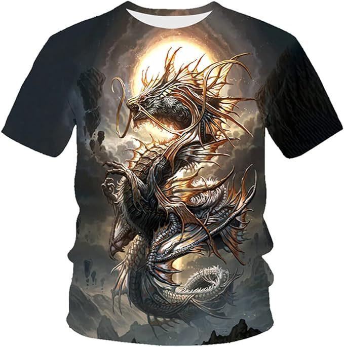 Summer Handsome T-Shirt For Men Chinese Dragon 3d Print Harajuku Clothing Casual Short Sleeve Tops Oversized Men's T Shirt