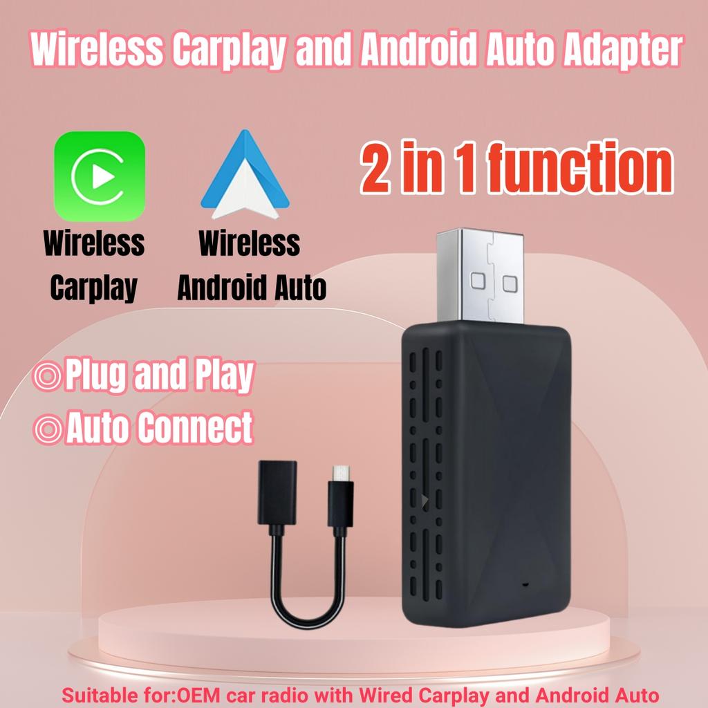 NEW 2in1 Wireless CarPlay Android Auto Wireless Adapter Smart USB Dongle Mini Box Plug And Play WiFi Fast Connect