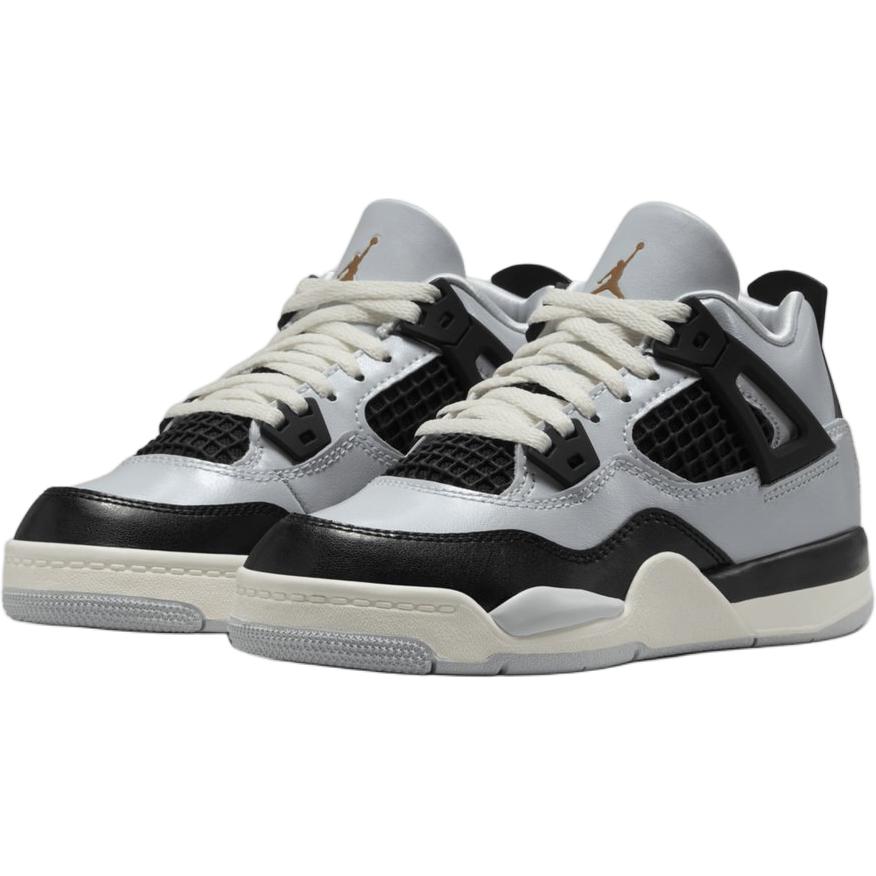 Air Jordan 4 Retro PS Platino Oro Scarpe da Ginnastica per Bambini Grigio Platino Puro Oro Metallizzato FZ8586-070