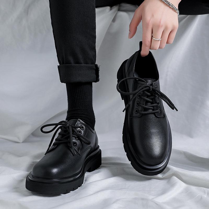 Spring Men s Genuine Leather Martin Boots - British Formal Business Wedding Shoes, Breathable Height-Enhancing Casual Footwear 41