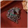 Luxury Rhinestone Horse Brooches Unisex Retro Animal Badge Pins Event Party Fashion Gifts Decoration Clothes Accessories