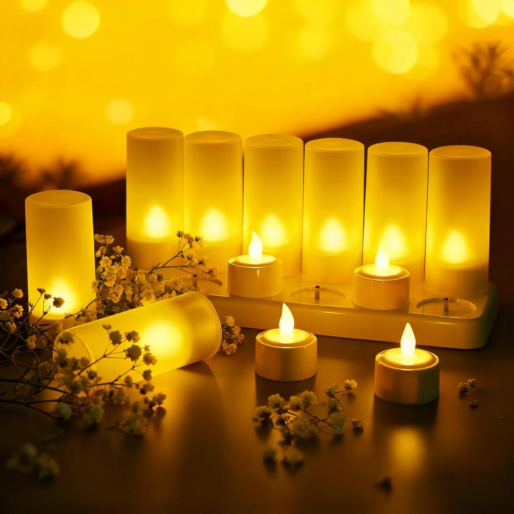 Rechargeable Flameless LED Candle Light with Shade, Rechargeable Lighting Fixture with Candle Base for Indoor and Outdoor Use, Perfect for Weddings,
