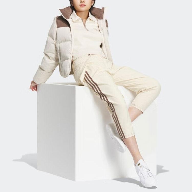 Adidas Originals 600 Puffy Three-Stripes Color-Block Stand Collar Down Jacket Women Outerwear Magic-White IU4813