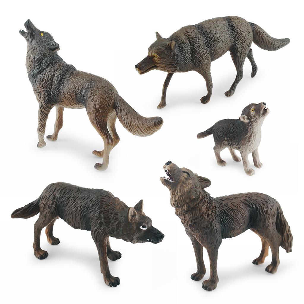 Simulated Brown Wolf Series Roaring Wolf Predation Wolf Head Up Wolf Walking Wolf Model Static Tabletop Ornament Toy