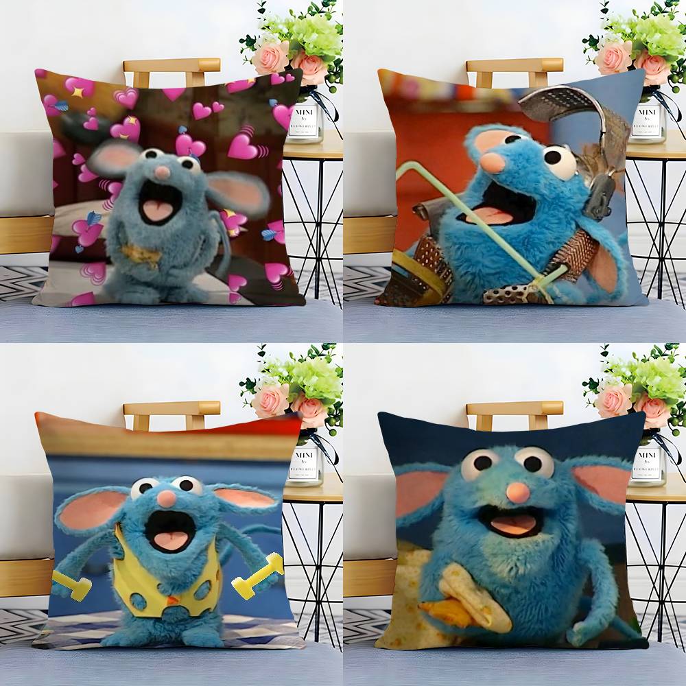 Blue Mouse T-Tutter Pillow Case Plush Fabric Soft Double Sided Print Sofa Cushion Cover Throw Pillow Covers