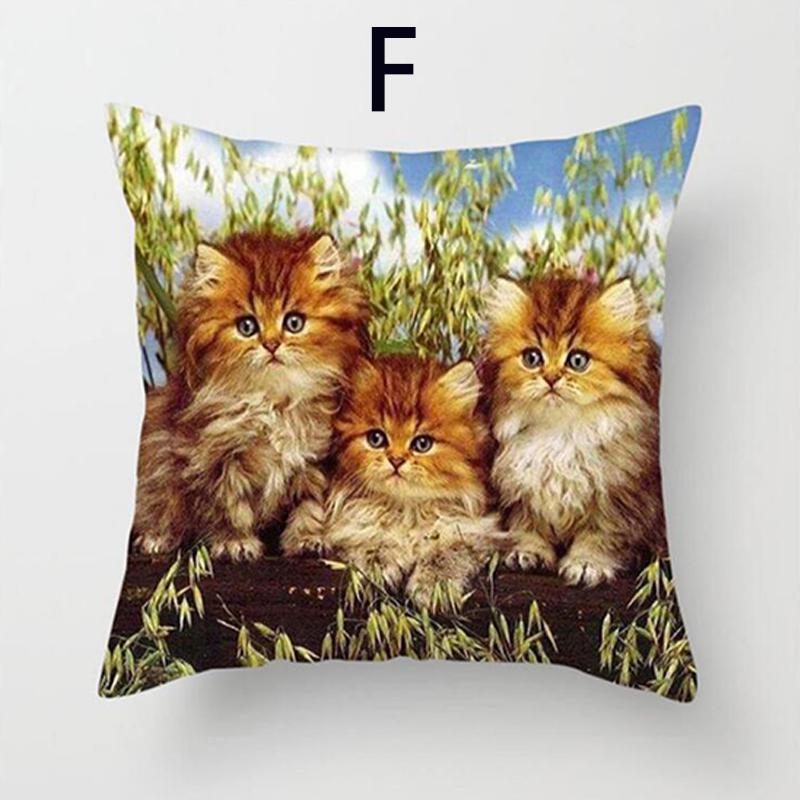1 Packung Auto-Kissenbezug Polyester Kissenbezug Heimdekoration Katzen-Aufdruck Niedlich Mode