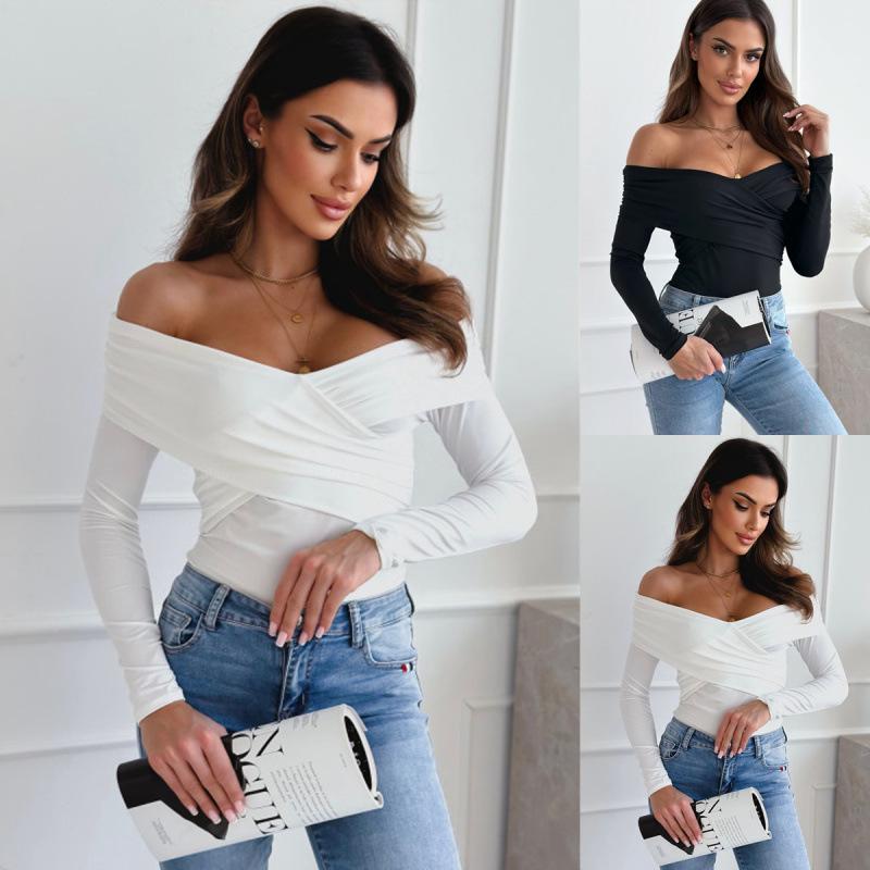 European & American Off-the-Shoulder Long-Sleeve T-Shirt - Autumn/Winter Fashion
