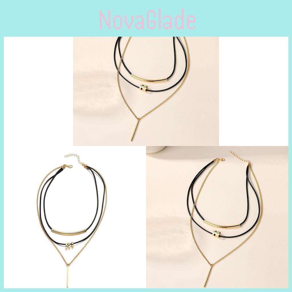 Modern Geometric Alloy Necklace For Women With Multilayer Design For Fall Winter Fashion