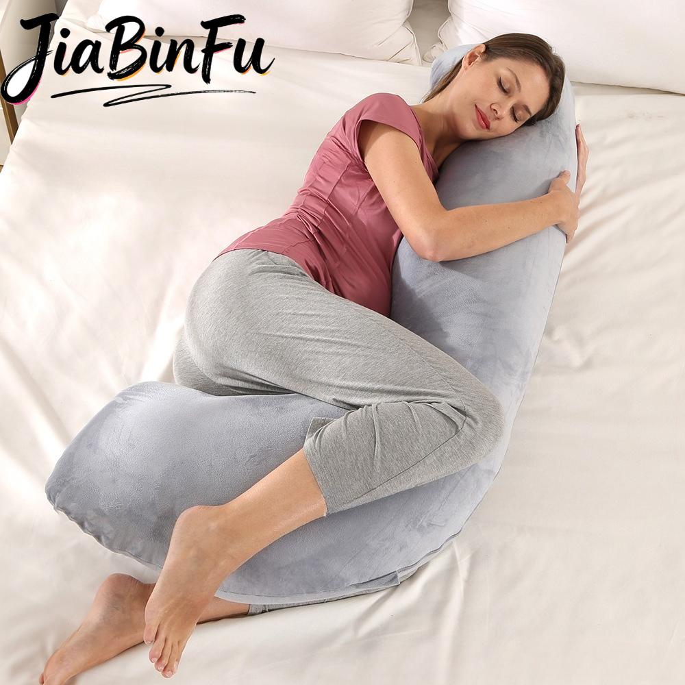 1.8KG Cotton J-shaped Pillow for Pregnant Women Sleeping Pillow Care for Pregnancy Breastfeeding Pillow for Pregnant