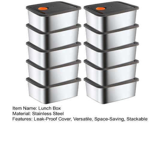 Stainless Steel Lunch Box with Vented Lids Reusable Metal Meal Prep Boxes Stackable BPA-Free Food Container for Snacks On-the-Go Meals