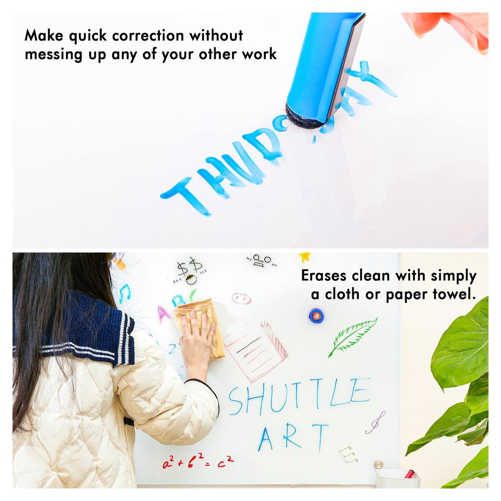 Shuttle Art Whiteboard Marker Set of Erasable Markers In 19 Colors with Fine Large Suitable for and LED Ideal for and 25 (6 Black), Magnetic, Eraser,