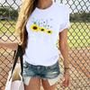 Hope Faith Love Sunflower 3D Printed Women's Short Sleeve Round Neck Summer T-shirt