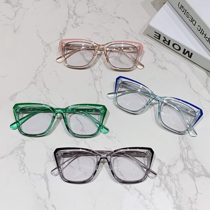 Unisex Fashion Clear Square Frame Reading Glasses Hd Blue Light Protection Hyperopia Glasses Stylish Full-Frame Eyewear +3.5+4.0