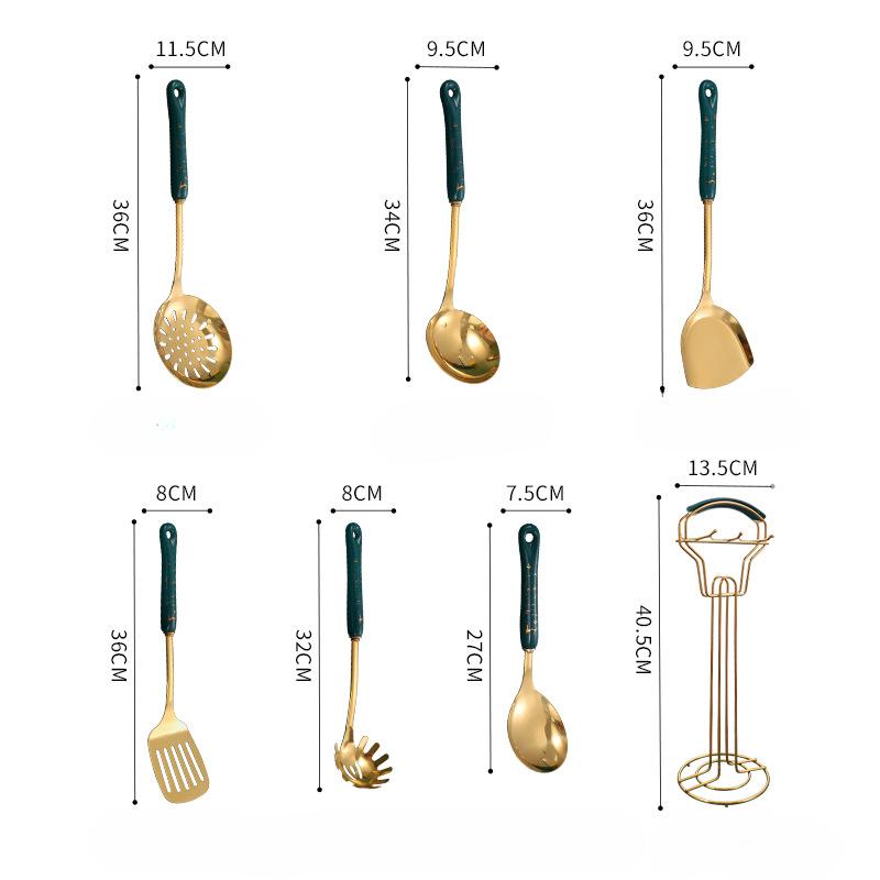 Stainless Steel Kitchenware Six-Piece Set Cooking Spoon and Shovel Ceramic Handle Spatula Spatula Kitchen Utensils Gift Box