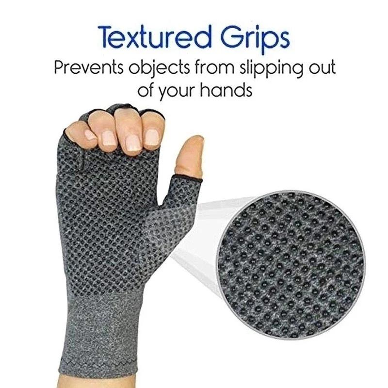 Half Finger Compression Gloves Grey Relieve Arthritis Pain Instantly Anti Slip Pressure Gloves For Men Women