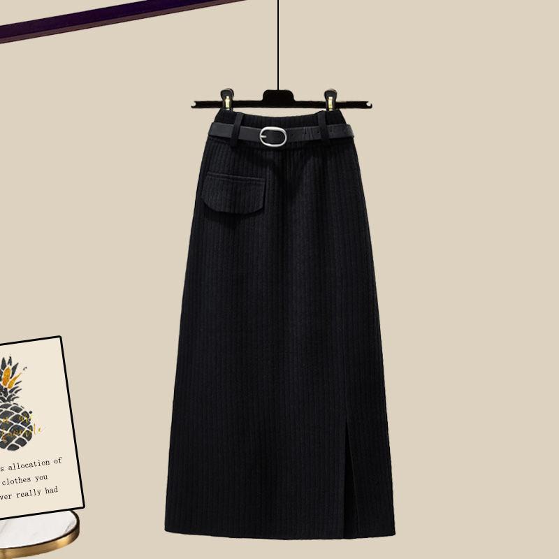 2pcs Women's Knit Skirt Suits Autumn Winter V-Neck Sweater Knit Pencil Skirt Two Piece Set Loose Pullover Sweater  Knit Top  SkirtOutfits