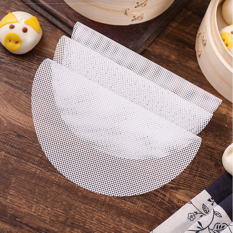 1Pcs Reusable White Silicone Non-Stick Steamer Liners Round Steaming Mat For Bamboo Steamer Cooking Heat Resistant Kitchen
