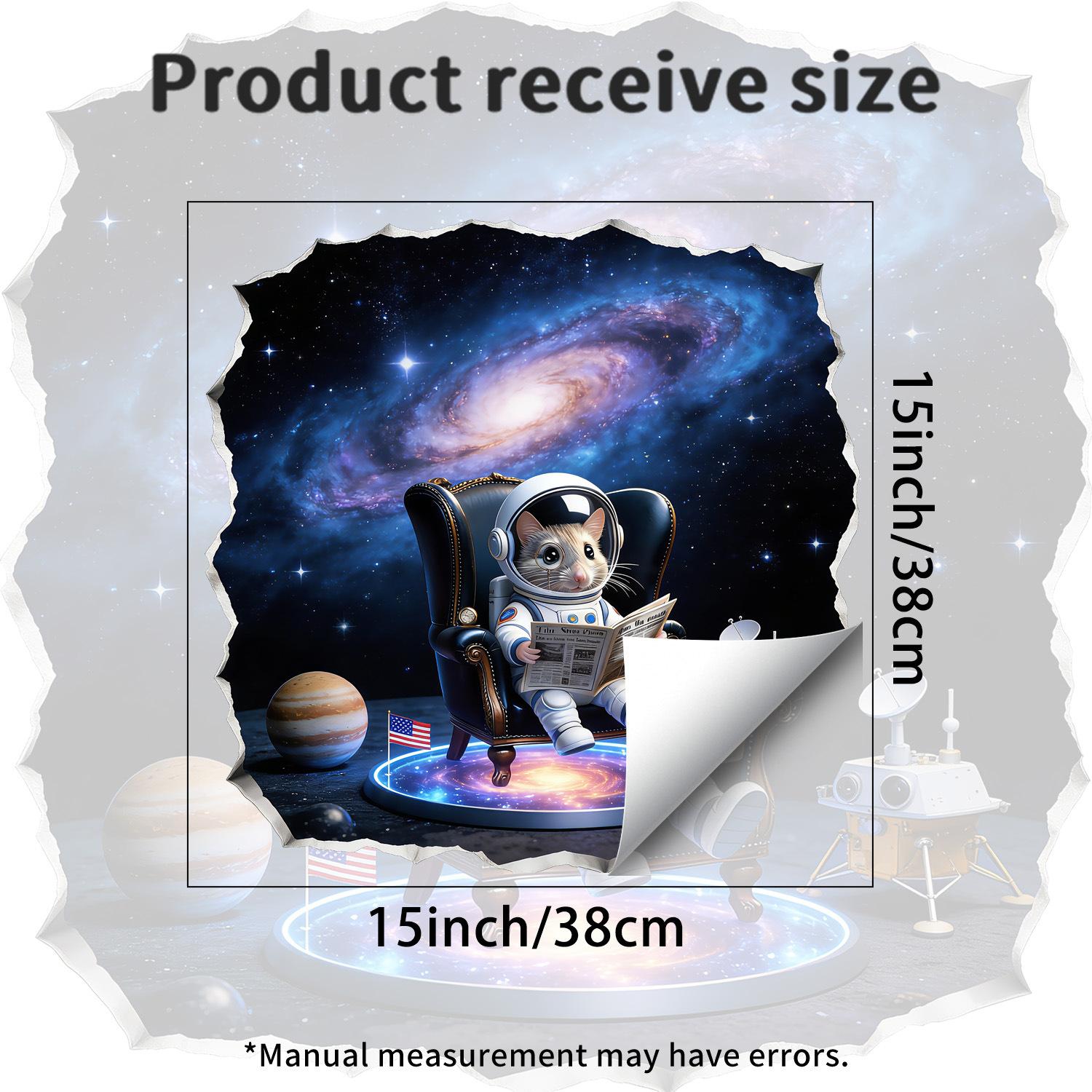 

3D Space Mouse Breaking Through Wall Self Adhesive Wall Sticker for Kids Room Living Room Bedroom Decor 38x38cm разноцветный