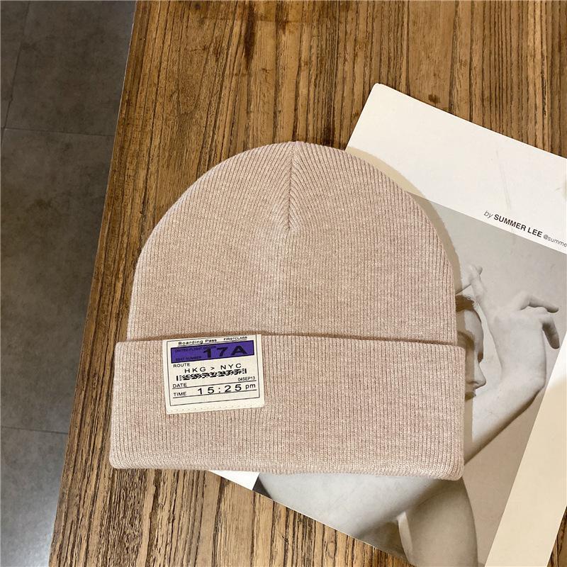 Autumn and winter hat women's wool hat handmade letter labeling white bucket hat winter knitted cold hat couple tide