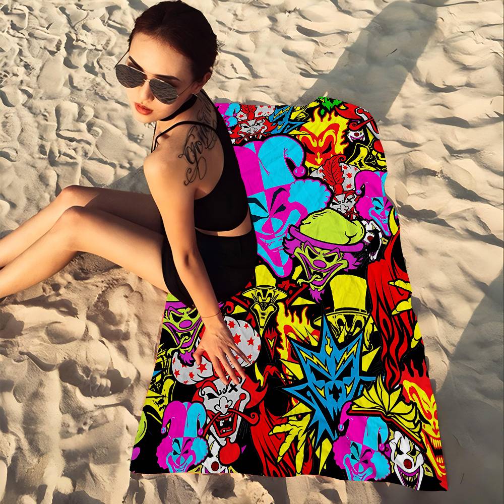 ICP Insane Clown Posse BANDA Manta de Microfibra Secagem Rápida Toalhas de Praia Impressão Oversized Super Absorvente Manta Toalha de Piscina