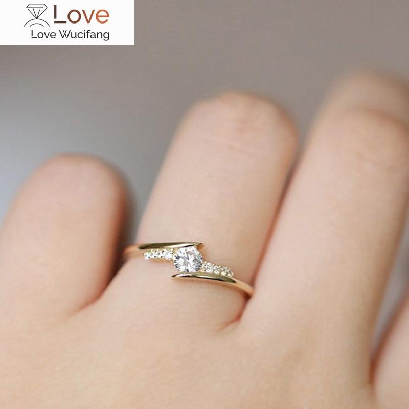 

Кольцо для женщин Простой стиль кубический цирконий обручальное кольцо светло-золотой цвет модные ювелирные изделия Kbr103 8