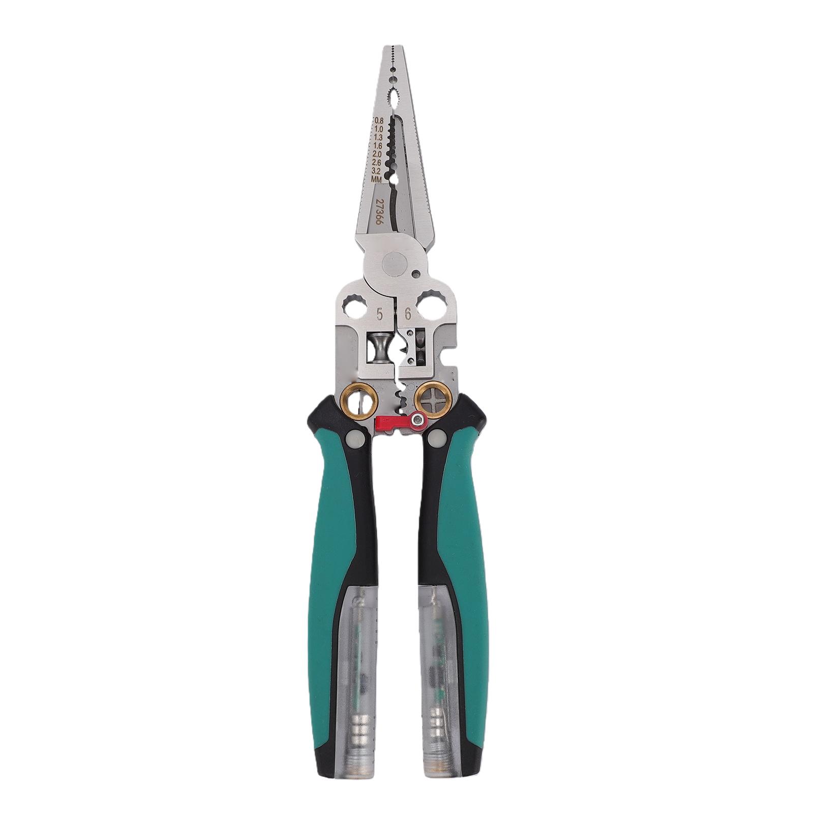 

23 in 1 Wire Stripper with Detachable Electrical Tester Adjustable Winding Cable Cutting Crimping Stripping Tool Pointed Nose Pl зелёный