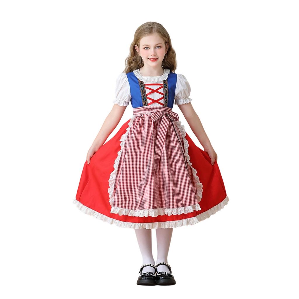 Traditionelles Mädchenkostüm mit Spitzenbesetztem Kleid für Festivals und Mottopartys Cosplay Outfit