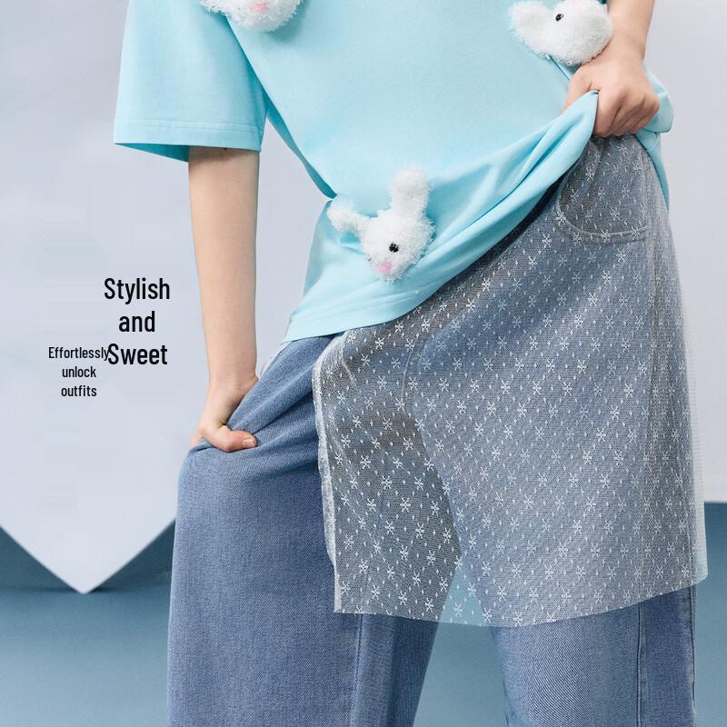 ASK JUNIOR Girls  Sweet Mesh Overlay Skirt Accessory 160