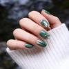 Emerald Gradient Glitter False Nails - Wearable Green European American Nail Tips