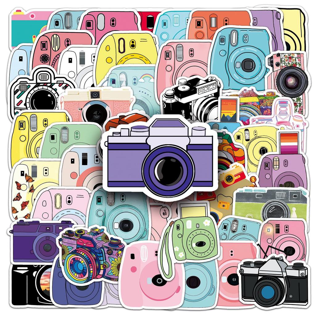 50 Cameras Doodle Cartoon Polaroid Fresh Creative Guka DIY Suitcase Mobile Car Stickers