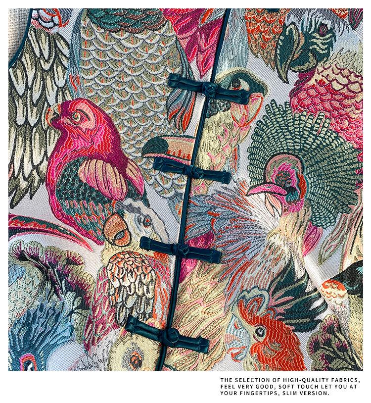 Nová etnická výšivka s výstřihem do V brokátový vestový kardigan