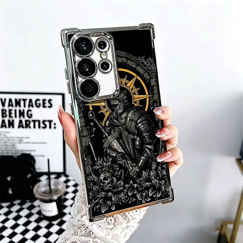 D-Dark S-Souls Game Plating Phone Case For Samsung Galaxy S24 S25 FE S26 Edge S23 Ultra S22 S21 Plus S20 Anti-Fall Airabag Cover