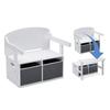 GINGER HOME – 3-in-1 Kids Bench with Desk and Storage | White and Grey Wood | Seat, Table, and Storage Chests