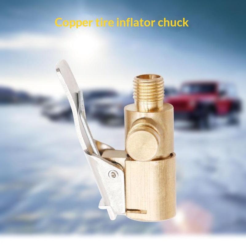 Heavy Duty Brass Air Chuck Adapter Lock Clip Pressure Relief Valve Heat Resistant for Auto Tire Inflator Pumps