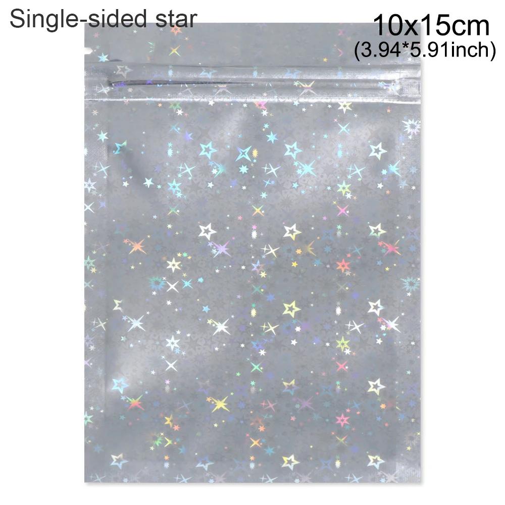 20 Pcs Zip Bags Aluminum Foil Hologram Food Mylar Pouch Small Water Proof Zipper Reclosable Pouches Plastic Self Seal Bag