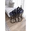 C Hourglass Nesting Table Set Of 3 Black Legs - Black Glass