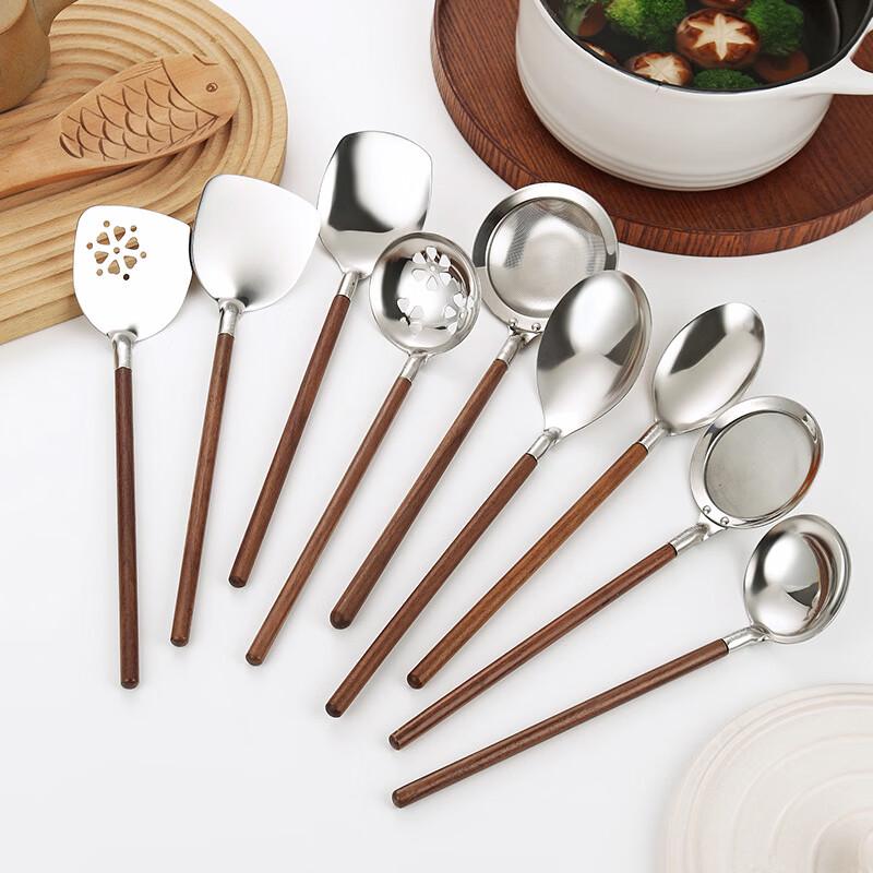 

Shandie Stainless Steel Cooking Utensils with Walnut Handle